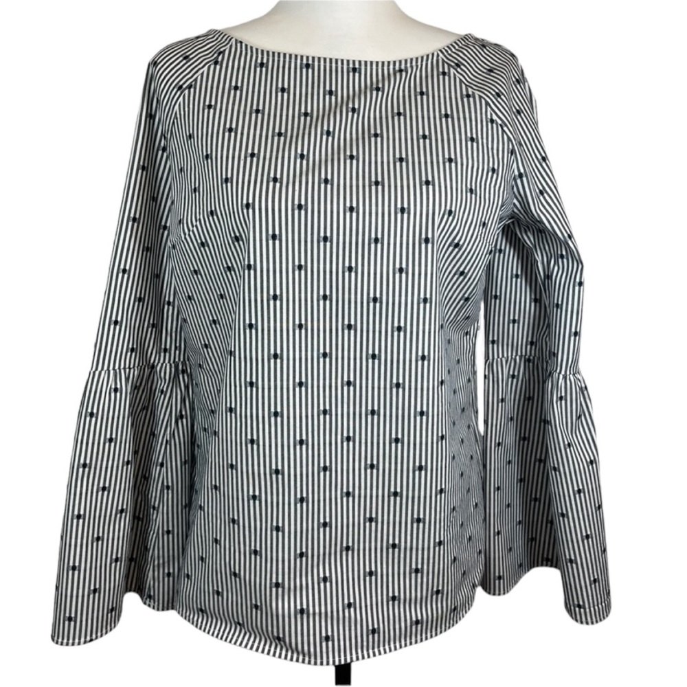 Banana Republic Navy and White Stripe Long Bell Sleeve Top Size S (#2031)